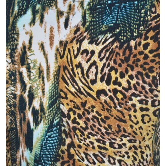Lennie for Nina Leonard Mixed Animal Print Midi Dress Size S Empire Waist Comfy - Picture 7 of 9